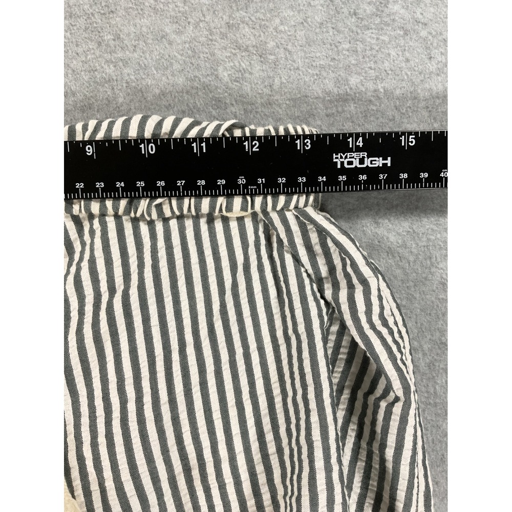 HG Women Black White Striped Wide Leg Cotton Drawstring Pants Size S 2485 - Picture 4 of 8